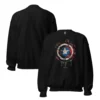 Sweatshirt preta com design do escudo do Capitão América, disponível na Loja Geek. Ideal para fãs da Marvel que procuram estilo e conforto
