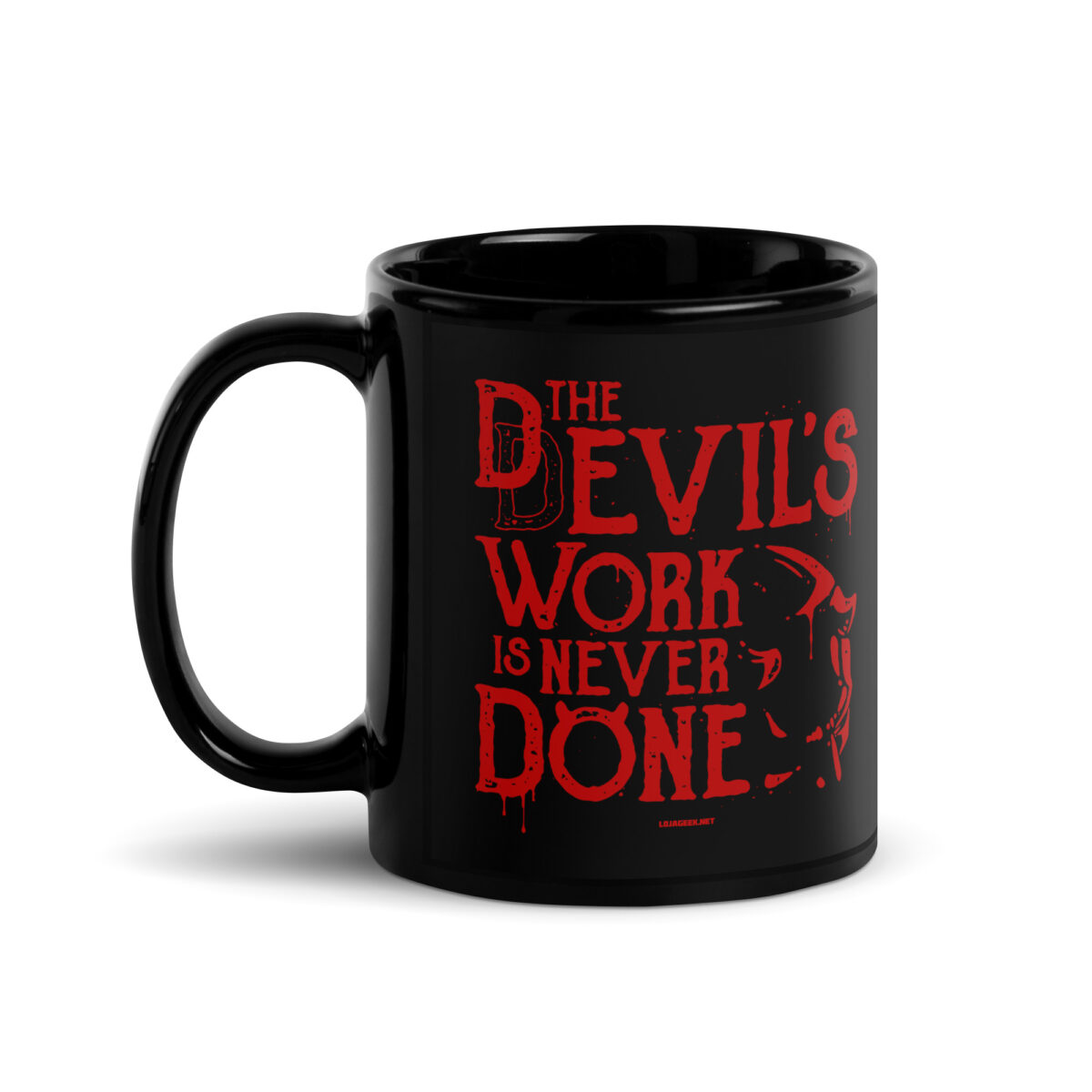 Caneca preta "Trabalho Demoníaco"