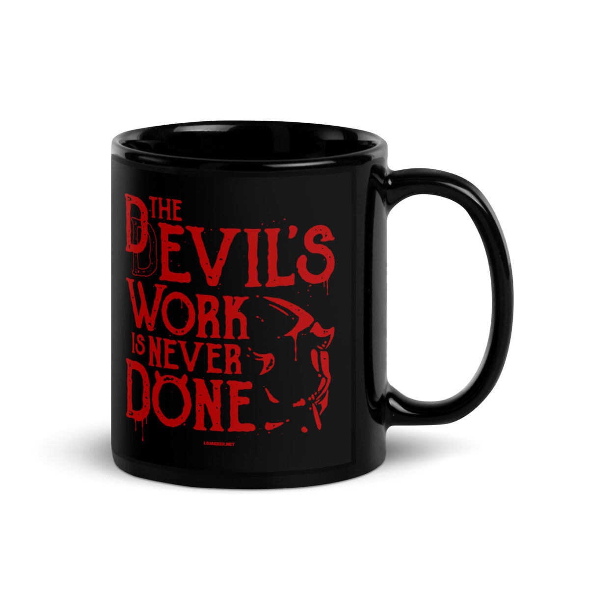 Caneca preta "Trabalho Demoníaco"