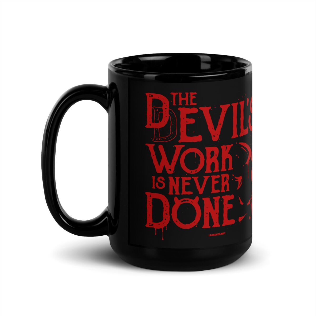 Caneca preta "Trabalho Demoníaco"