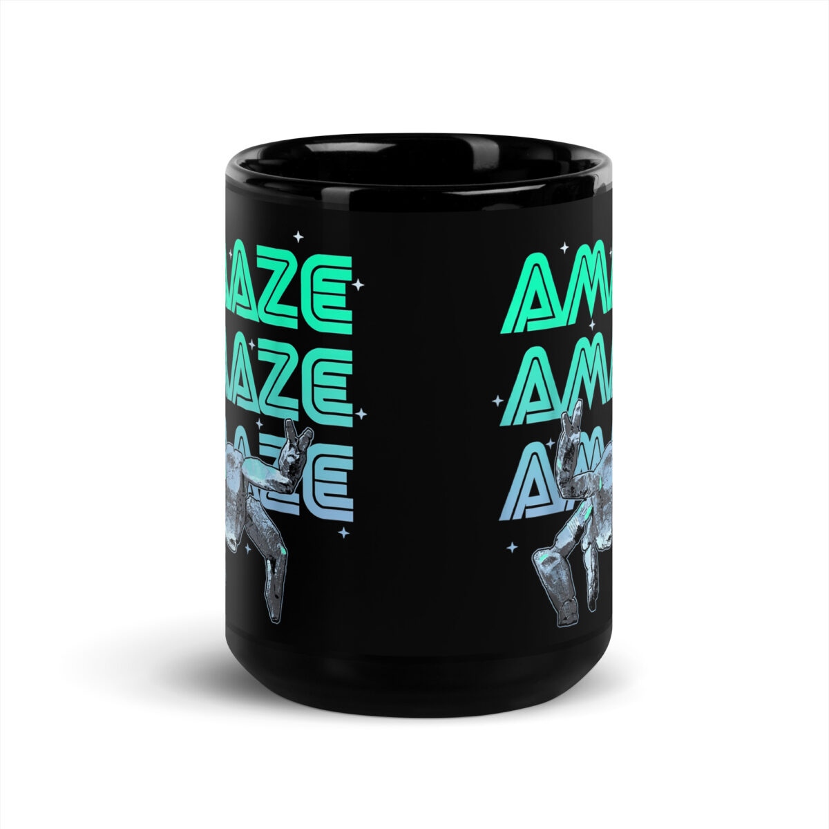 black-glossy-mug-black-15-oz-front-69c67c605af33.jpg Caneca preta "Amaze"